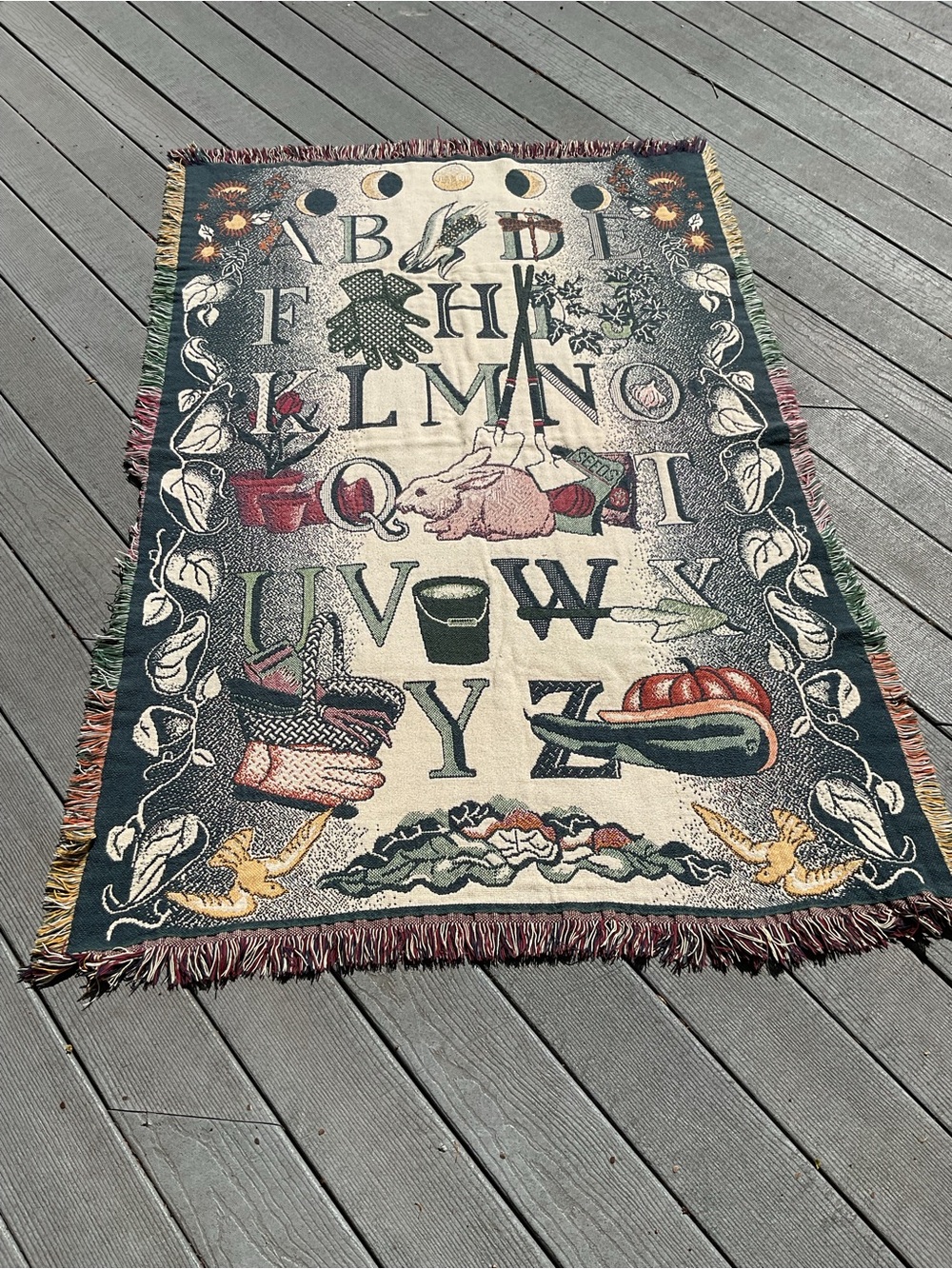 Garden Alphabet Tapestry Throw 65” x 45”